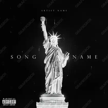 Portada de álbum prediseñada «Liberty Mic» — una idea visual original sin equivalente cercano en el catálogo, en una paleta monocroma