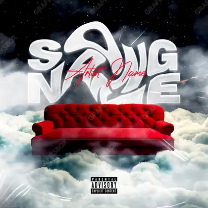 Premade album cover “Sky Thinking” — a landscape with a wide, open horizon in a red palette