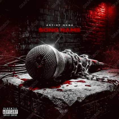 Portada de álbum prediseñada «Violent Song» — una idea visual original sin equivalente cercano en el catálogo, en una gama roja