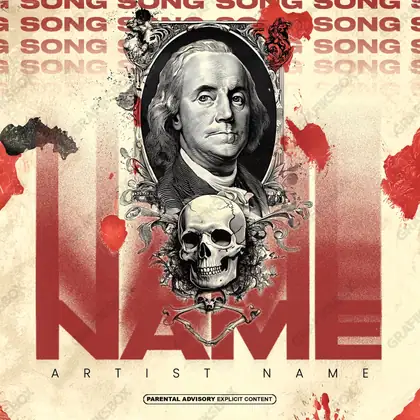 Обложка для песни в мрачной эстетике «Dead Presidents» — в красных тонах