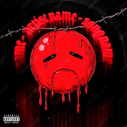 Portada de álbum prediseñada «Sad Red» — un encuadre contenido con sensación de soledad, en tonos rojos intensos