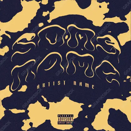 Portada de álbum prediseñada «Liquid Tide» — textura metálica y brillo líquido, en una gama naranja