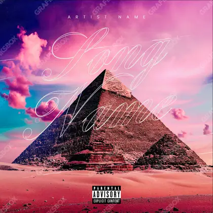 Premade album cover “The Pyramid” — a subject with a character of its own in a red palette