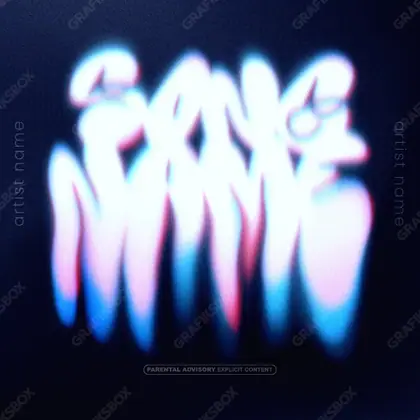 Premade album cover “Melting” — an abstract composition of shapes, gradients and grain in cool blue tones