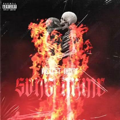 Portada de álbum prediseñada «Skeletons Fire» — fuego y humo en cuadro, en una gama roja