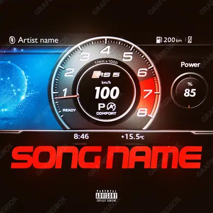 Portada de álbum prediseñada «More Gas» — una idea visual original sin equivalente cercano en el catálogo, en una gama roja