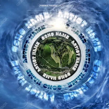 Portada de álbum prediseñada «Global View» — una idea visual original sin equivalente cercano en el catálogo, en una gama azul