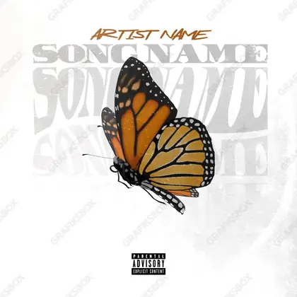 Premade album cover “Flutter” — a frame that refuses to sit in one category in a monochrome palette
