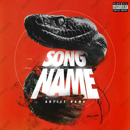 Premade album cover “Snake Movie” — a grim scene holding its tension in a red palette