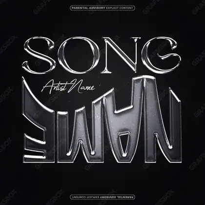 Premade album cover “Metal” — metallic texture and liquid shine in a black and white palette
