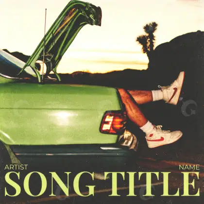 Music cover artwork “Golden Car”: car and palm, golden tones