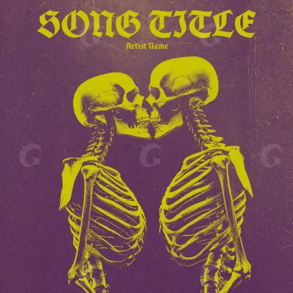 Arte de portada musical «Golden Skeleton»: esqueleto y ojos; color dorado