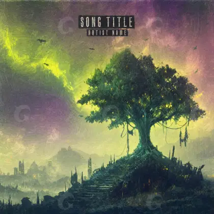 Portada prediseñada «Golden Tree»: árbol y edificio; color dorado