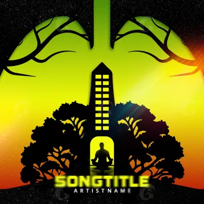 Album cover art “Golden Tree”: tree and building, golden tones