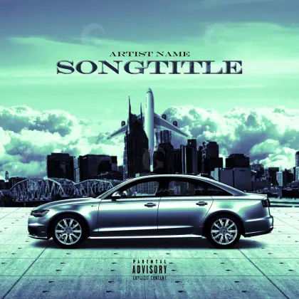 Album cover art “Green Car”: car and building, green tones