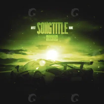 Premade cover art “Green Car”: car and sun, green tones