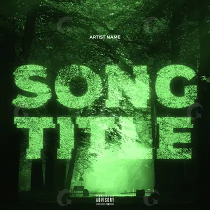 Album cover art “Green Cube”: cube and tree, green tones