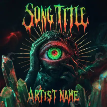 Premade cover art “Green Face”: face and eyes, green tones