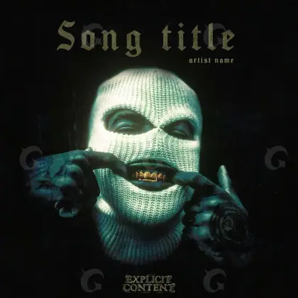 Arte de portada musical «Green Face»: rostro y mano; color verde