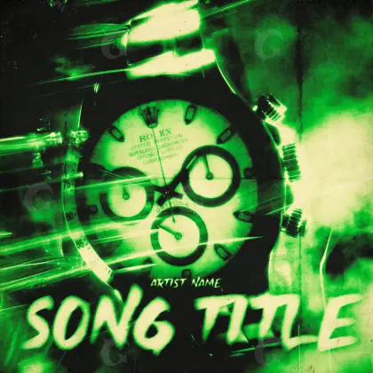 Album cover art “Green Face”: face and hand, green tones