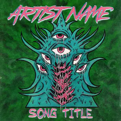 Arte de portada musical «Green Face»: rostro y ojos; color verde
