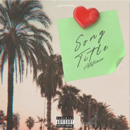 Premade cover art “Green Heart”: heart and palm, green tones