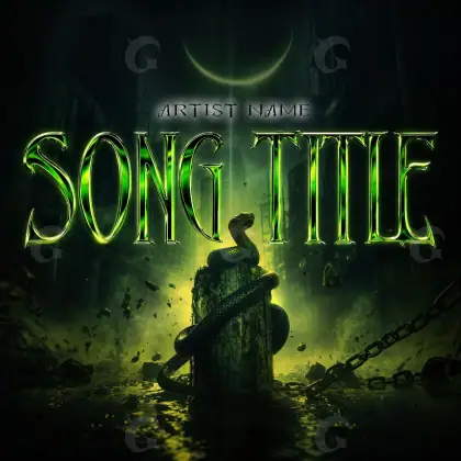 Music cover artwork “Green Neon”: neon and tree, green tones