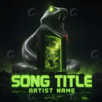 Album cover art “Green Neon”: neon and snake, green tones