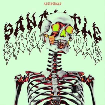 Arte de portada musical «Green Skeleton»: esqueleto y calavera; color verde