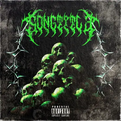 Premade cover art “Green Skull”: skull and star, green tones
