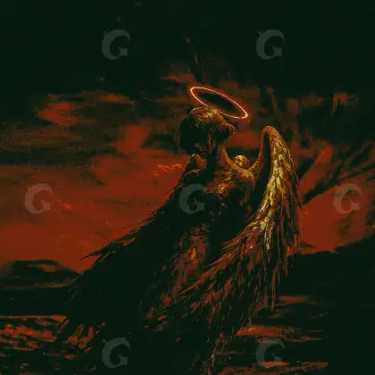 Обложка для песни «Orange Angel»: ангел и солнце; палитра — оранжевая
