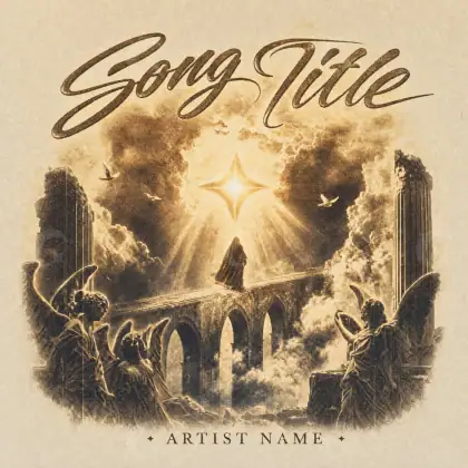 Album cover art “Orange Angel”: angel and sun, orange tones