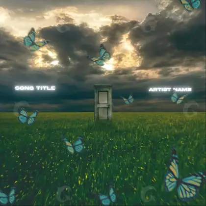 Обложка для альбома «Orange Butterfly»: бабочка и облако; палитра — оранжевая