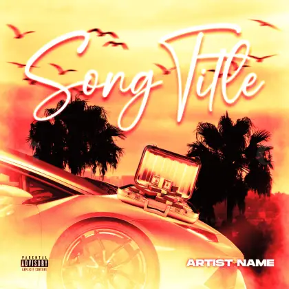 Music cover artwork “Orange Car”: car and palm, orange tones