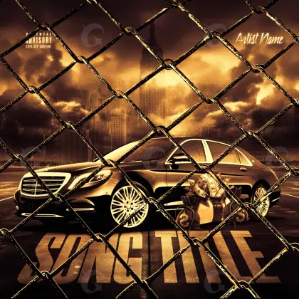 Обложка для альбома «Orange Car»: автомобиль и цепь; палитра — оранжевая
