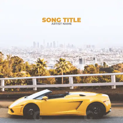 Album cover art “Orange Car”: car and street, orange tones