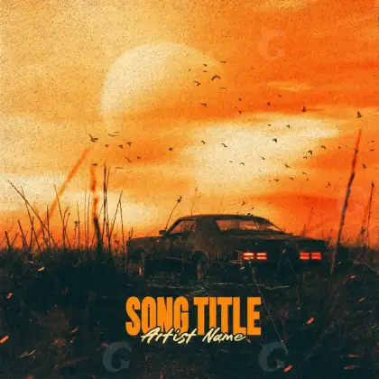 Portada para canción «Orange Car»: coche y sol; color naranja