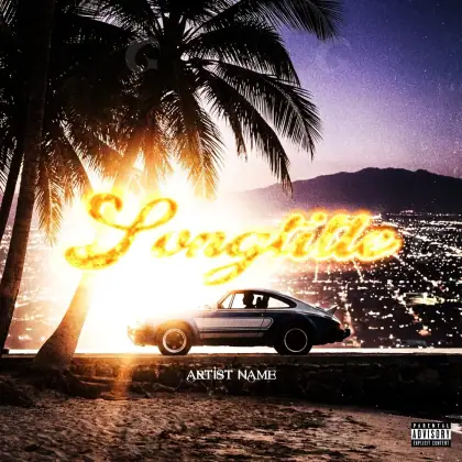 Arte de portada musical «Orange Car»: coche y carretera; color naranja