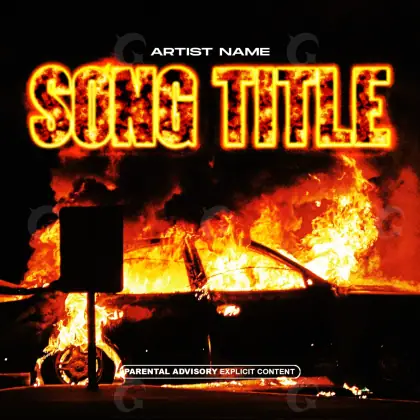 Premade cover art “Orange Car”: car and fire, orange tones