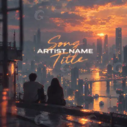 Premade cover art “Orange City”: city and bridge, orange tones