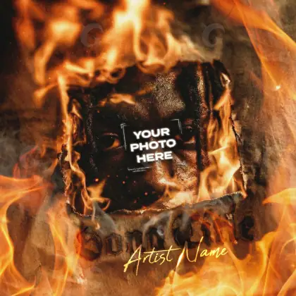 Portada prediseñada «Orange Fire»: fuego y teléfono; color naranja