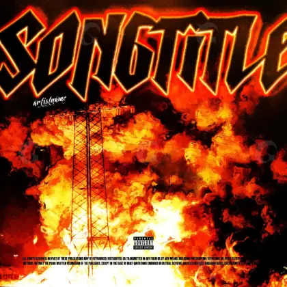 Music cover artwork “Orange Fire”: fire and metal, orange tones