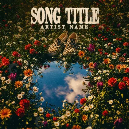 Music cover artwork “Orange Flower”: flower and cloud, orange tones