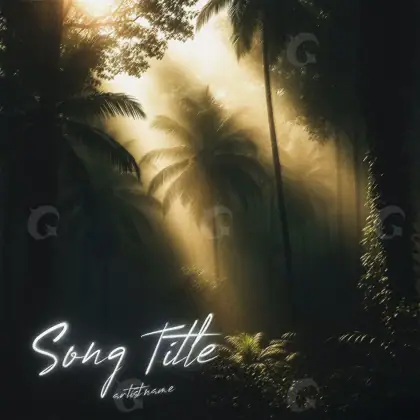 Portada para canción «Orange Forest»: bosque y palmera; color naranja