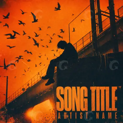 Portada para canción «Orange Man»: hombre y piano; color naranja
