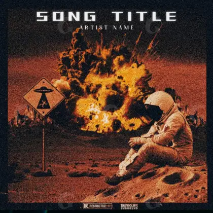 Portada para canción «Orange Man»: hombre y fuego; color naranja