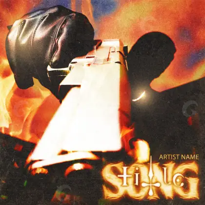 Portada para canción «Orange Man»: hombre y fuego; color naranja