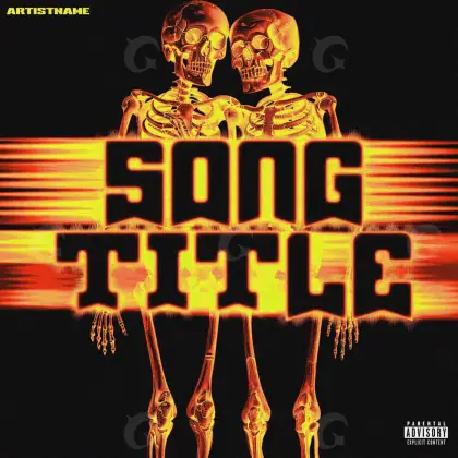 Album cover art “Orange Man”: man and skull, orange tones