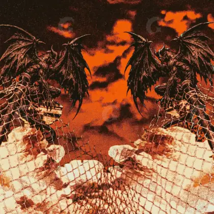 Готовая обложка для трека «Orange Palm»: пальма и дерево; палитра — оранжевая