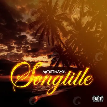 Arte de portada musical «Orange Palm»: palmera y árbol; color naranja